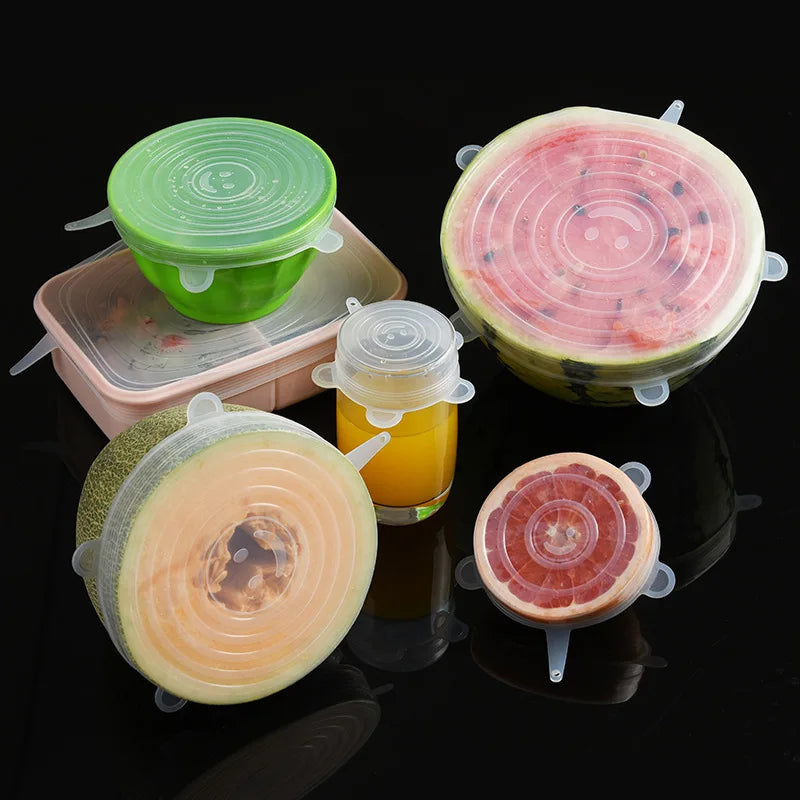 6pcs Reusable Silicone Stretch Lids Silicone Bowl Covers