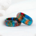 Tiktok Colorful Flash Resin Ring Stackable Band Ring Special Aurora Quicksand Pattern Rainbow Chunky Acrylic Rings for Women Men