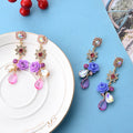 HOVANCI 3 Fashion Waterdrop Crystal Party Jewelry Korean Elegant Resin Purple Blue Rose Flower Dangle Earrings for Women