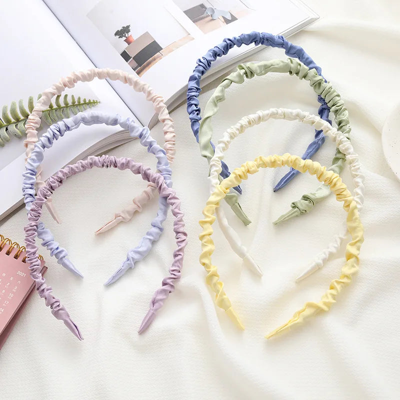 Wholesale Cheaper Satin Pleated Gentle Retro Hair Hoop Silk Satin Outdoor Headband