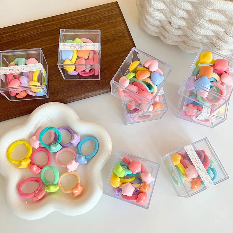 Colorful Candy Knocker Ball Hair Ties Hair Bobbles 1box 10 Pieces Ponytail Holder with Balls for Kids