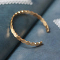 Waterproof Minimalist Jewelry 18K PVD Gold Plated Stainless Steel Wave Bangles Cuff Bracelets Adjustable for Women