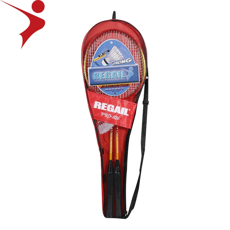 Regail 826 Badminton Racket with Ball Low Price Badminton Racket Set Wholesale  Sport Training Badminton Racket Set