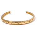 JINYOU 3181 Delicate Inlaid Cubic Zirconia Stainless Steel Star Metal Cuff Open Bracelet Bangle 18K PVD Plated Charm Jewelry