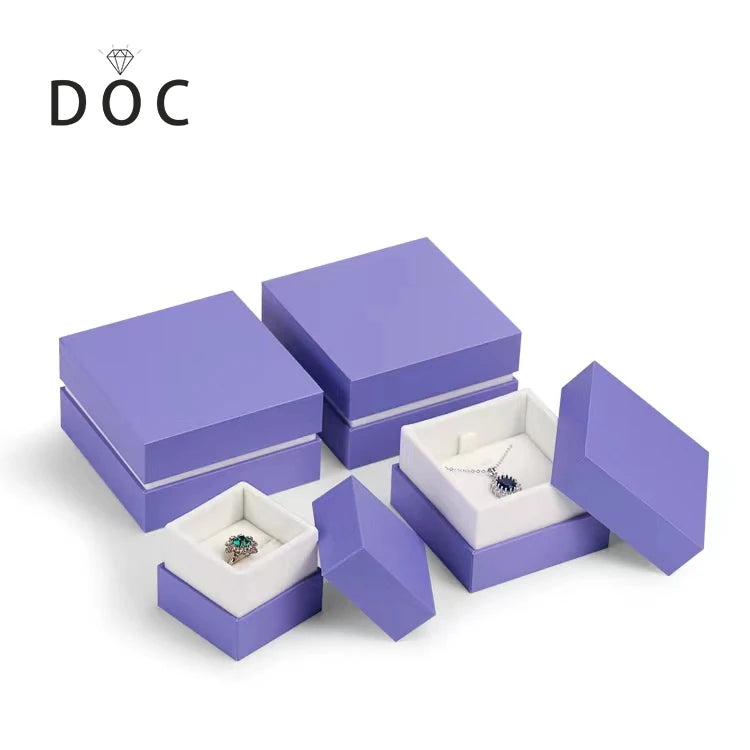 DOC New Product Purple Jewellery Box Ring Necklace Pendant Display for Christmas Custom Logo Gift Boxes Cardboard Paper Box
