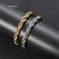 Hip Hop 18K Gold Plated 3mm 5mm 8mm Stainless Steel Rope Chain Bracelet Men's & Women's Ins Couple Bracelet Gift