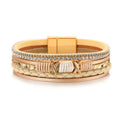 DHJ00313 Wholesale Leather Wrap Bracelet Alloy Magnetic Buckle Handmade Multi Layers Leather Bracelet