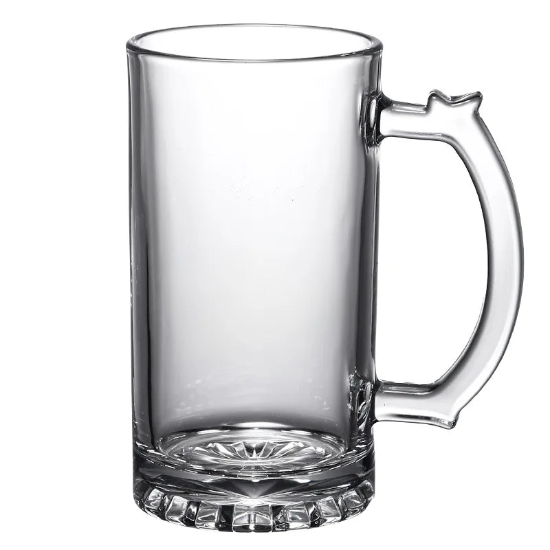 WholeSale 16oz Blank Customized Coated Sublimation Glass Drinking Beer Mug Clear for Heat Press Printing Transparent