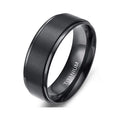 POYA 6mm/8mm Black Silver Titanium Rings Brushed  Beveled Edges Comfort Fit for Men and Women Couple Wedding Rings