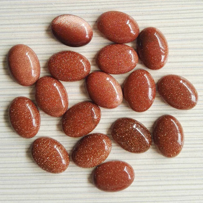 HY New Arrival Natural Raw Gold Sand Oval Cabochon 10*14mm Healing Stones Crafts