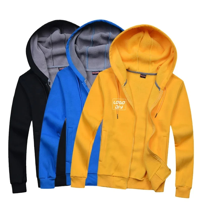 Prompt Goods Cotton Zipper up Hoodies Men's Hooded Sweatshirts With Fleece Autumn Winter Hoodies
