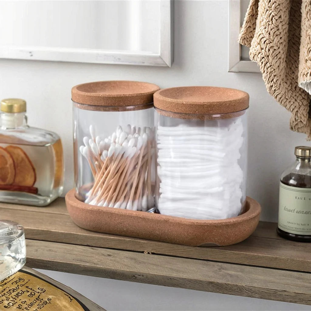 Classic Frosted Transparent Plastic Jar for Cotton Swab Storage Environment-friendly Multifunction Home Storage Containers