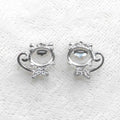 Sterling Silver 6*8mm Semi Mount Stud Earrings Empty Support Blank Claws Setting S925 Base Without Center Stone for DIY Inlay