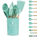 IN STOCK Silicone Gadget Tong Utensils Holder Kitchen Accessories 12 Pcs Green Kitchen Utensil Set MegaBDM