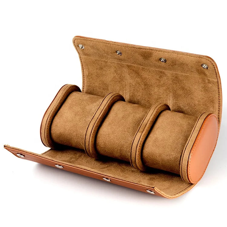 Custom Watch Roll Travel Case 1/2/3 Slots Pu Leather Portable Watch Roll Case
