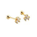 925 Sterling Silver Minimalist Flower Diamond Crystal Earrings Gold Plated Piercing Screwbacks Stud Earring 2022