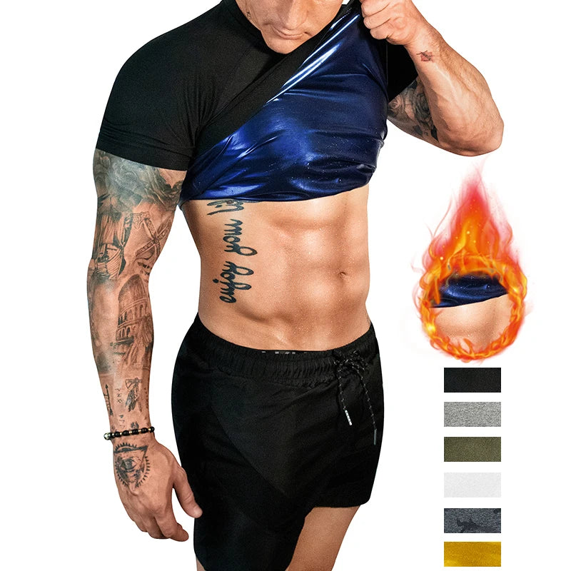 Logo Custom Indoor Sauna T Shirt Workout Clothes Fitness Wear  Body Weight Loss Gym Sport Exercise Sauna Suit for Men