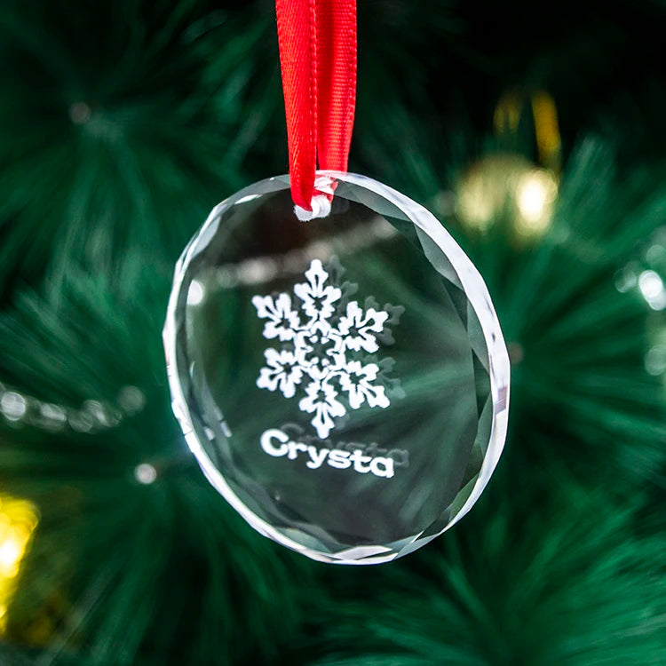 Hot Selling Tree Hanging Ornaments with Name Crystal Christmas Ornament Glass Customized Clear Crystal Christmas Decoration