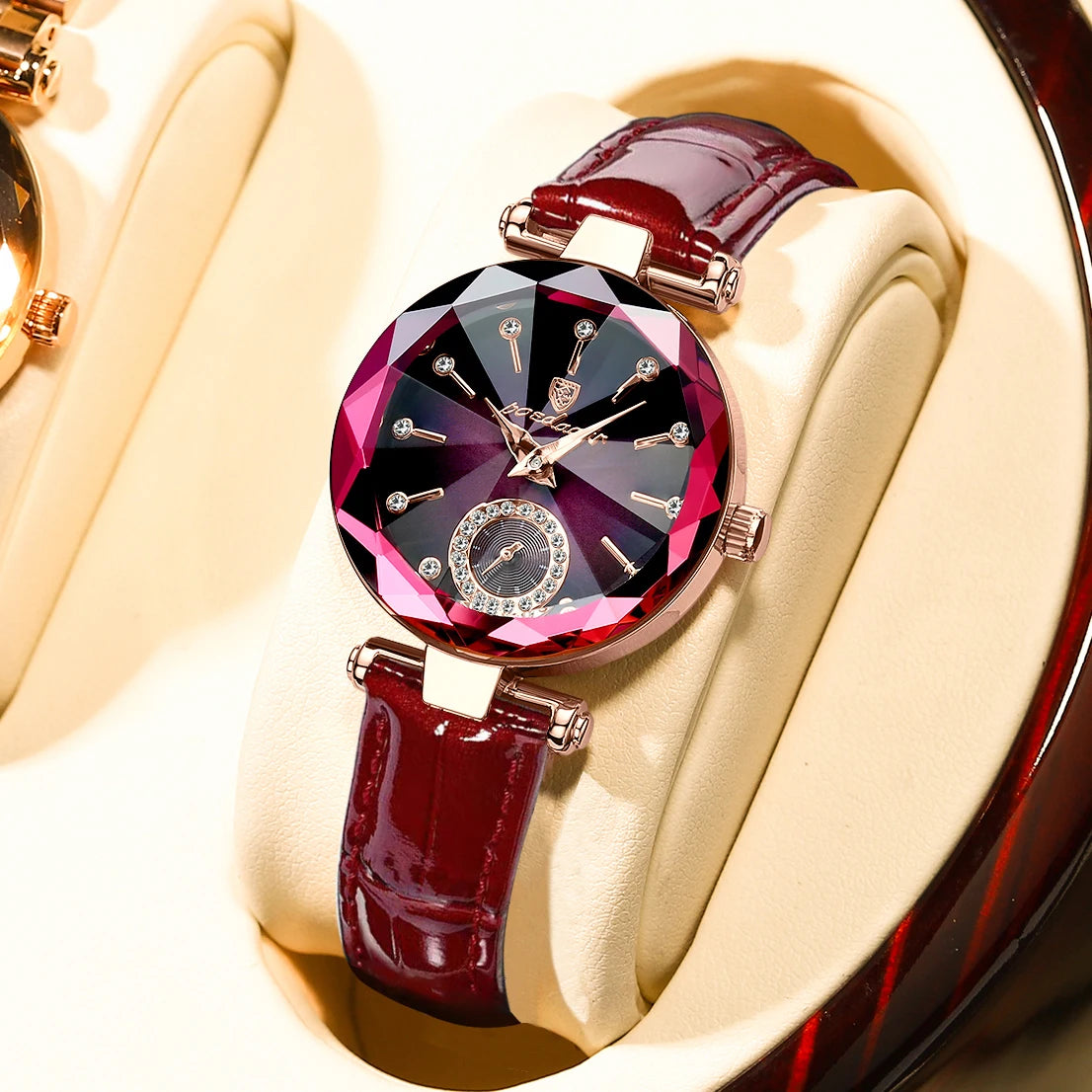 Poedagar Watch Women Diamond Luxury Watches Vintage Leather Quartz Ladies Wristwatch Waterproof Watch for Womens Wrist