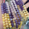 Mix Amethyst/Citrine/Prehnite/Rose Quartz Round Natural Healing Gemstone Loose Crystal Beads for Jewelry Making