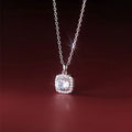 Women Fine Jewelry 925 Sterling Silver Cubic Zircon Pendant Necklaces Trendy CZ Square Shape Necklace