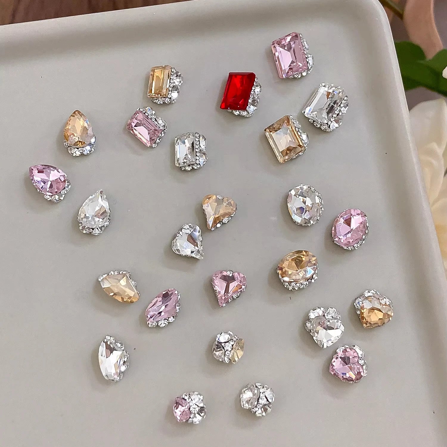High-End 3D Stacked Diamond Nail Accessories Versatile Square Candy Style Luxury Alloy Jewelry by Pigeon Diamond