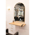Wall Mounted Mirror Table Styling Unit Beauty Hair Salon Mirror With Shelf