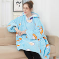 Custom Oversized Printed Adult Wearable Blanket Sherpa Christmas Giant Tv Blanket with Sleeves Plaid Hoodie Blanket Factory