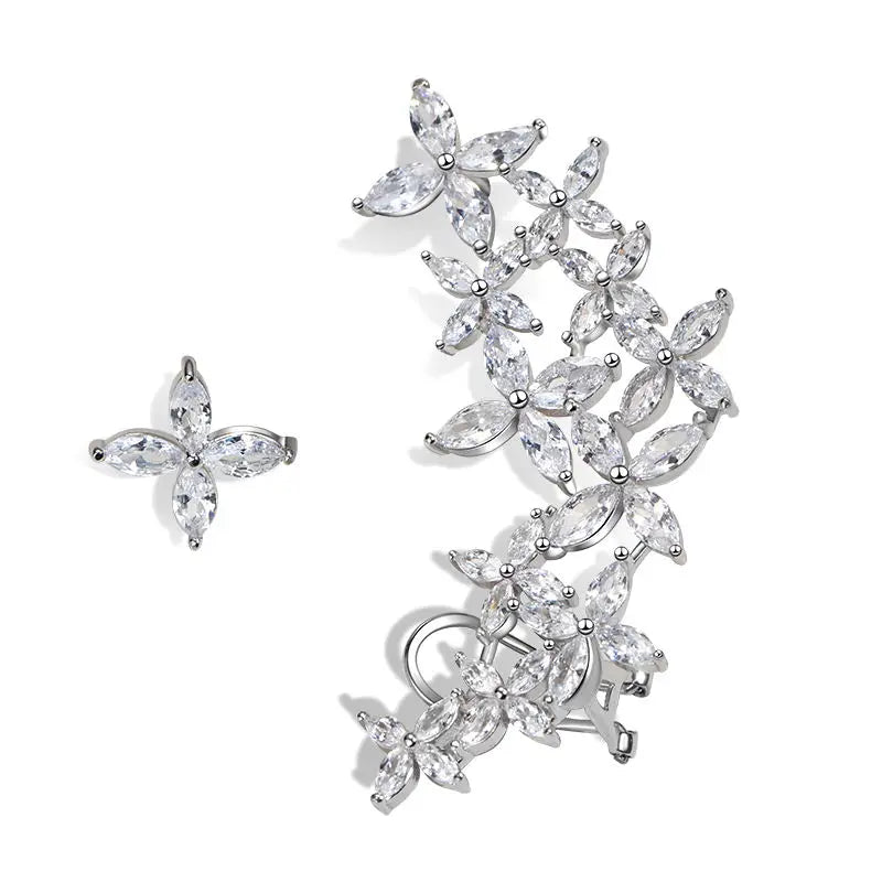 Hot Selling S925 Sterling Silver Full Diamond Earrings  of Stars Temperament Ladies Earrings Fashion Jewelry Earrings