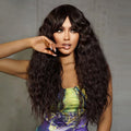 Factory Wholesale Price Dark Brown Wig With Bangs Deep Wave Wig Long Curly Jerry Curl Hair African Wigs