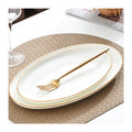Factory Stock White Porcelain Ceramic Oval Plate With Gold Rim Luxury Fish Plates Fine Bone China Dinner Plates Set