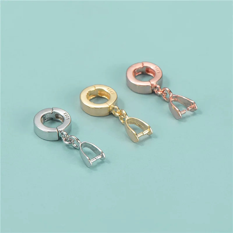 Wholesale Clasps Hooks Fit 925 Sterling Silver Accessory Gold Plated Pendant Necklace Pinch Bail  for Jewelry Making