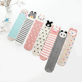 Custom Cute Cartoon Animal White Crew Girls Socks Novelty School Striped Autumn Kids Standard Knitted Knee High