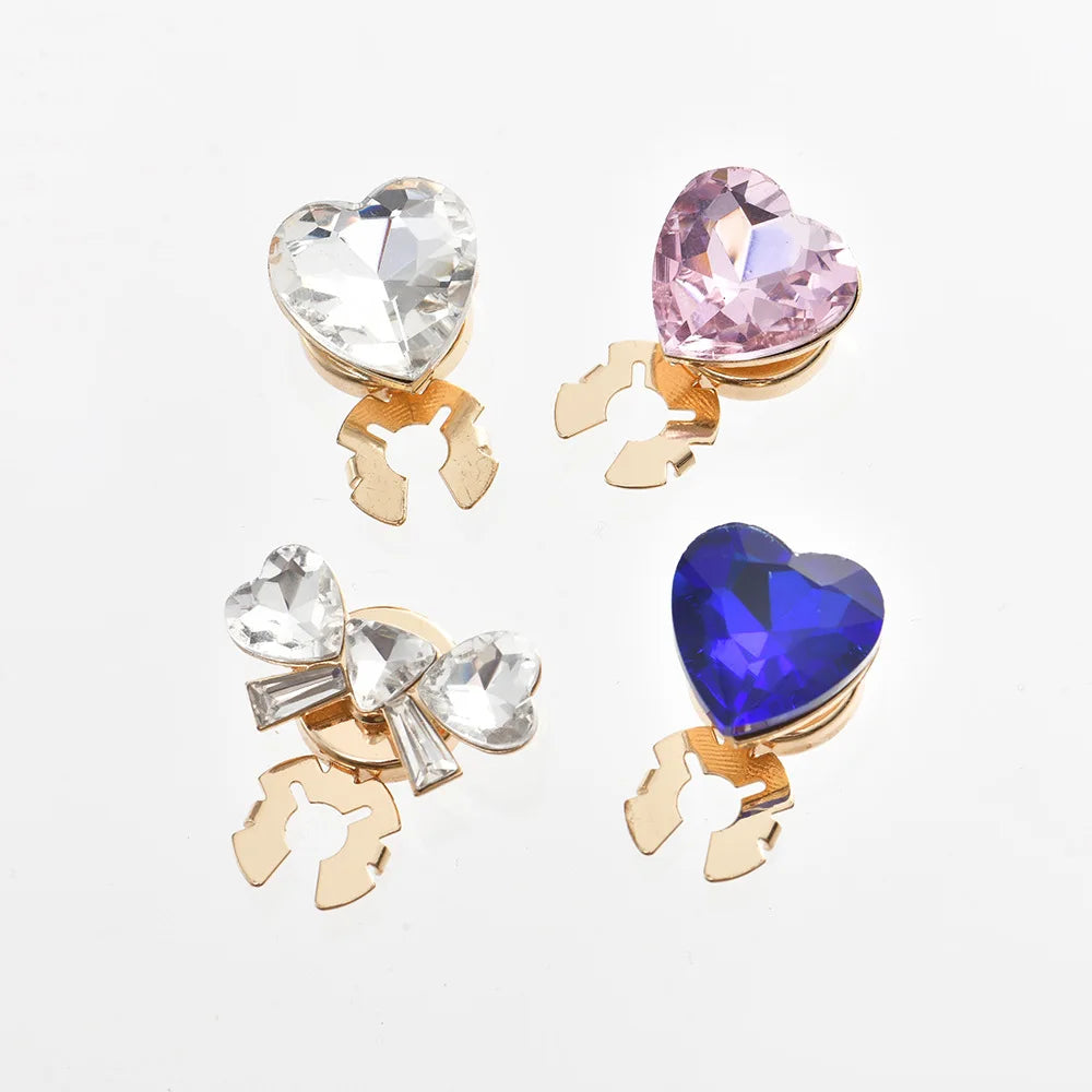 JFRB153 Luxury Diamond Heart Button Cover Elegant  Cufflinks Fashion Jewelry Button Covers For Women Shirts