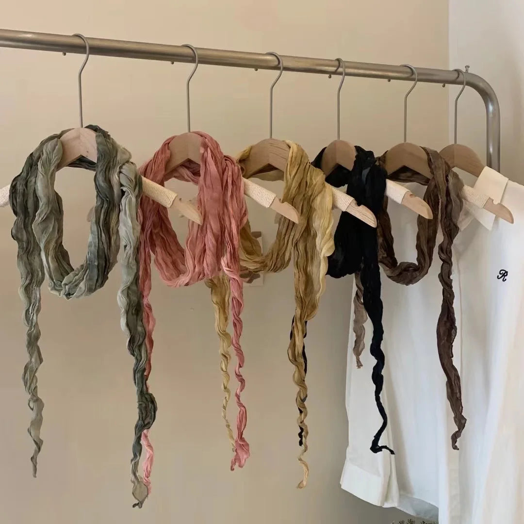 New Retro Female Tie-Dye Gradient Cotton Viscose Scarf Small Shawl with Pressed Wrinkle Net Red Live Sunscreen for Spring Autumn