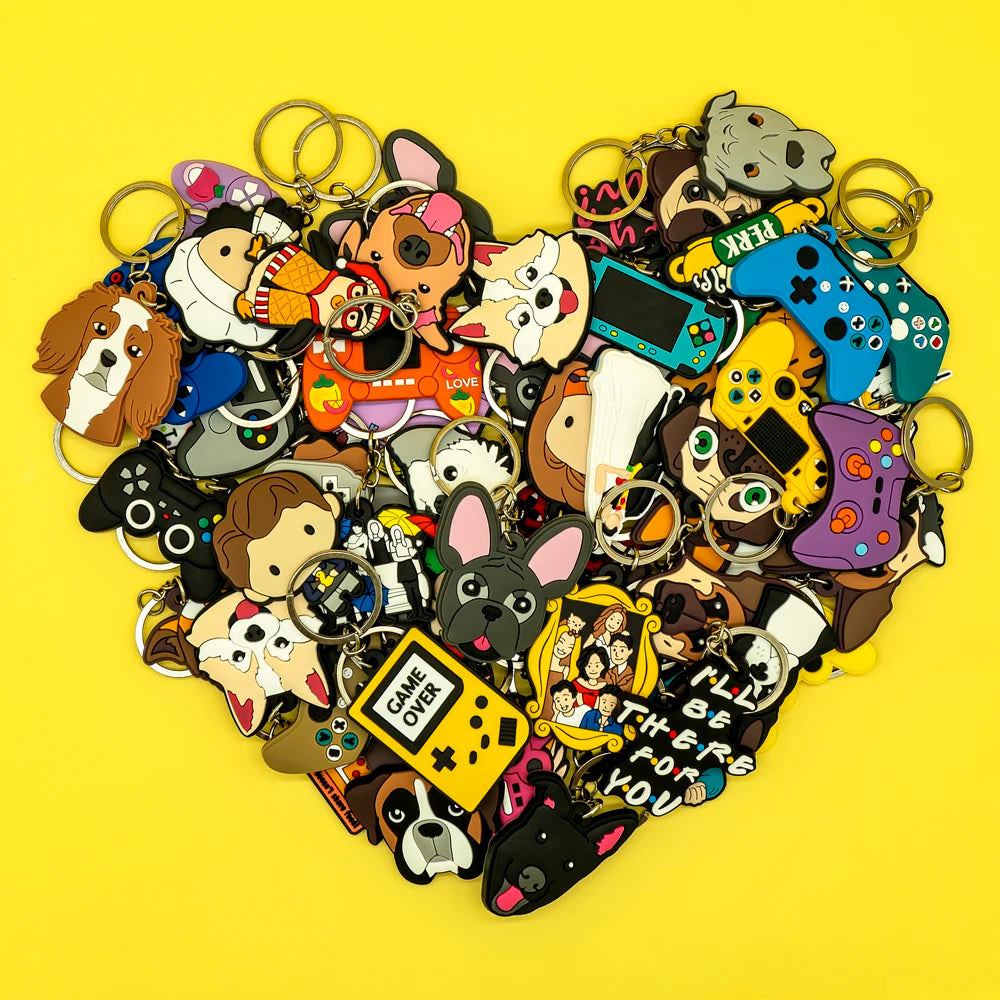 Pvc Keychain Gamepad Cute Dogs Cartoon Figure Keyring Key Chain Wholesale Key Accessories for Man Women Keys Pendants