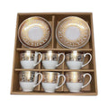 Turkish Espresso Cups Saucers 6-Piece Ceramic Arabic Tea Cup Set Mini Coffee Mug Porcelain Gift Box 90ml Capacity Home Hotels