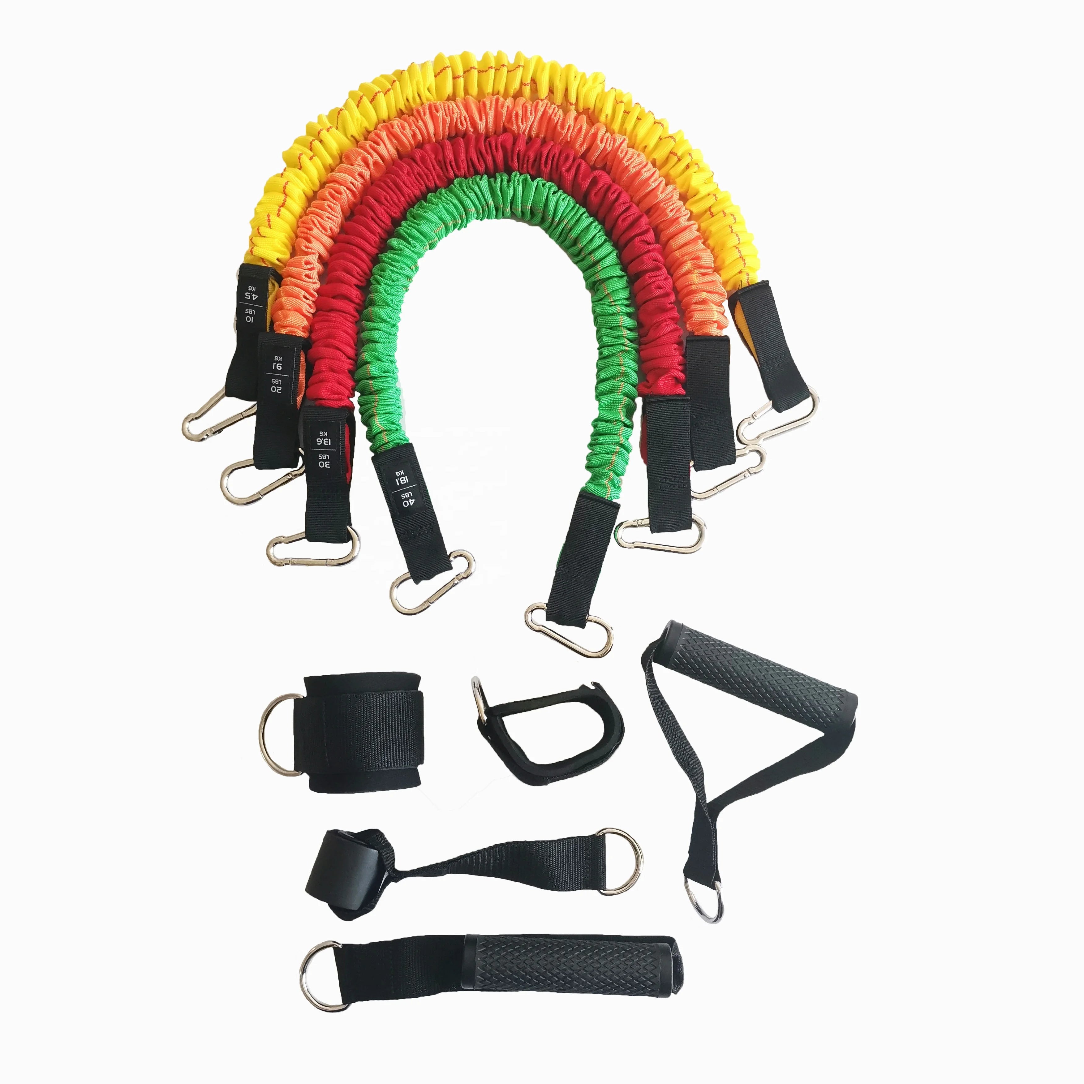Gymarts 10lb 20lb 30lb 50lb Sleeved Resistance Band with Handle Set for Home Gym