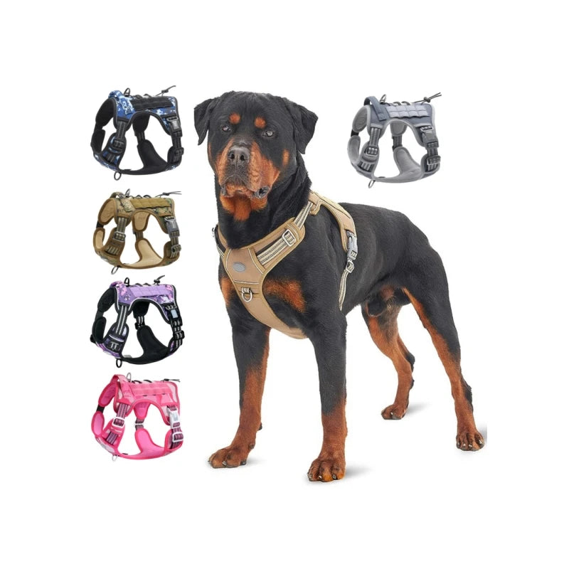 Tactical Adjustable Leather Nylon Polyester Rubber Dog Harness for Small Animals-Durable Hunting Coat Reflective Dog Walking