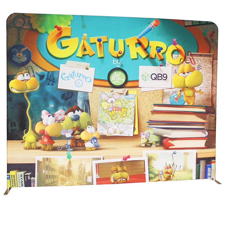 Custom Design 8ft Tension Fabric Backdrop Stand Banner Adjustable Size Trade Show Display Stand