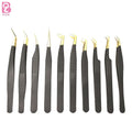 Beiqili Custom Logo Stainless Steel Eyelash Extension Tweezers with Fiber Tip for Eyebrow Use-OEM/ODM Service