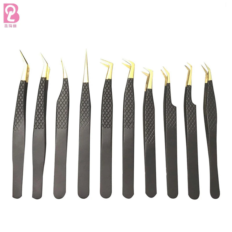 Beiqili Custom Logo Stainless Steel Eyelash Extension Tweezers with Fiber Tip for Eyebrow Use-OEM/ODM Service