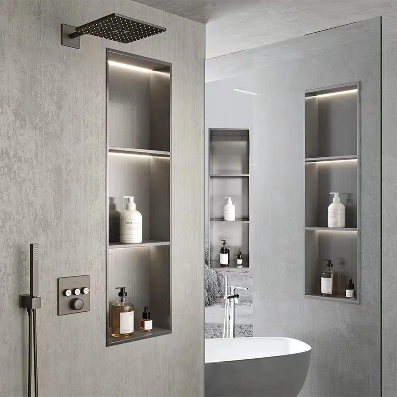 High End Customized Black Gold Blue Red Stainless Steel Bathroom Stainless Steel Shower Niche Accessories