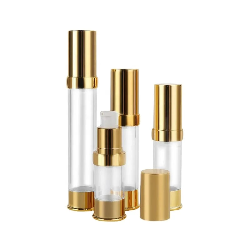 10ml 15ml 20ml 30ml Press Type Skin Care Essence Lotion Diffuser Gold Aluminum Pump Airless Bottles