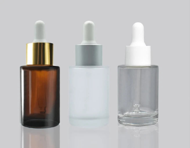 Wholesale Custom Logo Glass Dropper Bottles for Cosmetic Essential Oils 20ml-100ml Flat Design Screen Printing Surface SKIN CARE