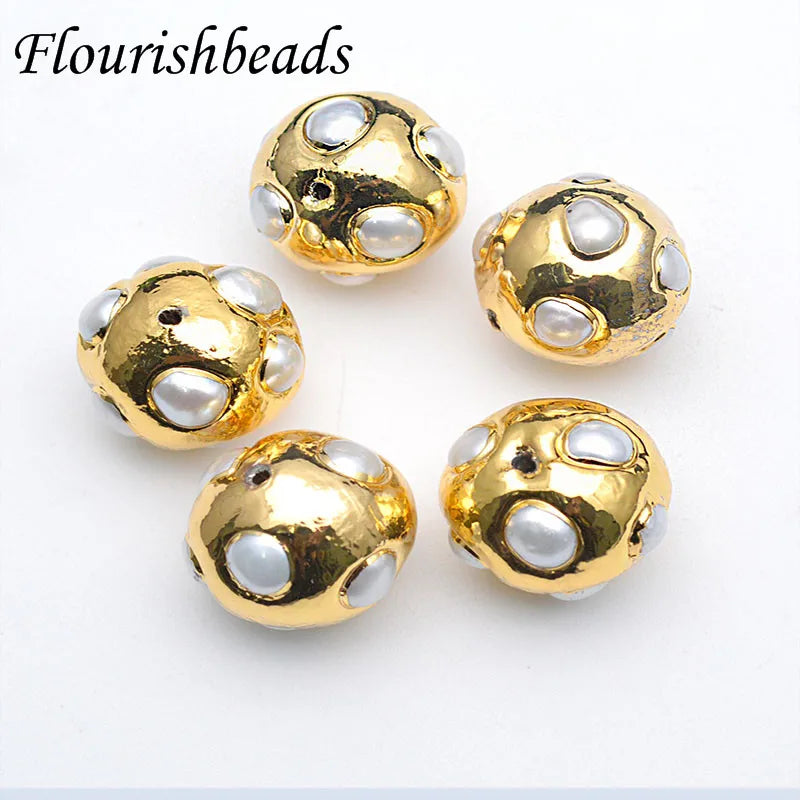 18k Gold Plated Natural Fresh Water Pearl Big Size Round Shape Loose Pearl Beads for Jewelry Making