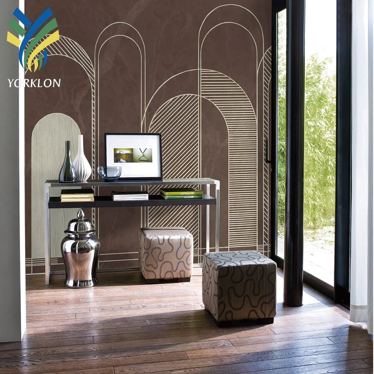 YKEAX 005 Custom Black Geometric Wallpaper 3D Wall Murals Modern Design Waterproof Anti-Static Guangzhou Wall Paper Manufacturer