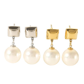 New Arrivals Hypoallergenic Stainless Steel 316L Fashionable Mother of Shell Pearls Drop Stud Earrings for Girls