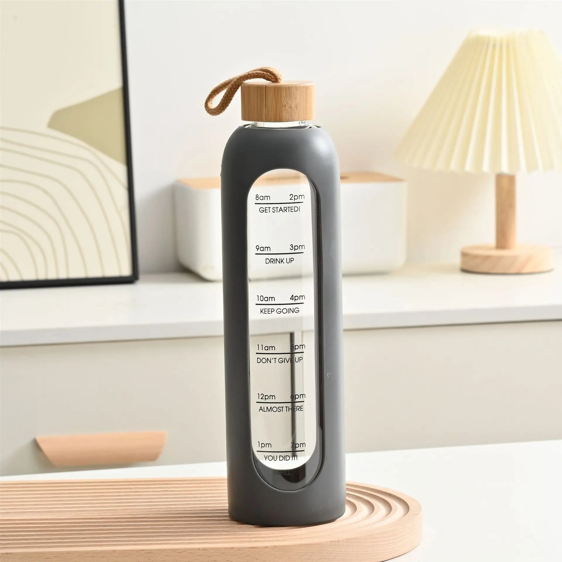 New Trend 32oz/1000ml BPA Free Glass Water Bottle with Custom LOGO Motivational 1L Sports Water Bottle with Time Marker