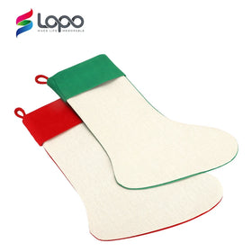 LOPO Sublimation Blanks Christmas Decoration Supplies Linen Xmas Stocking with Red Cuff One Side Red 30x45cm Eco-Friendly Soft